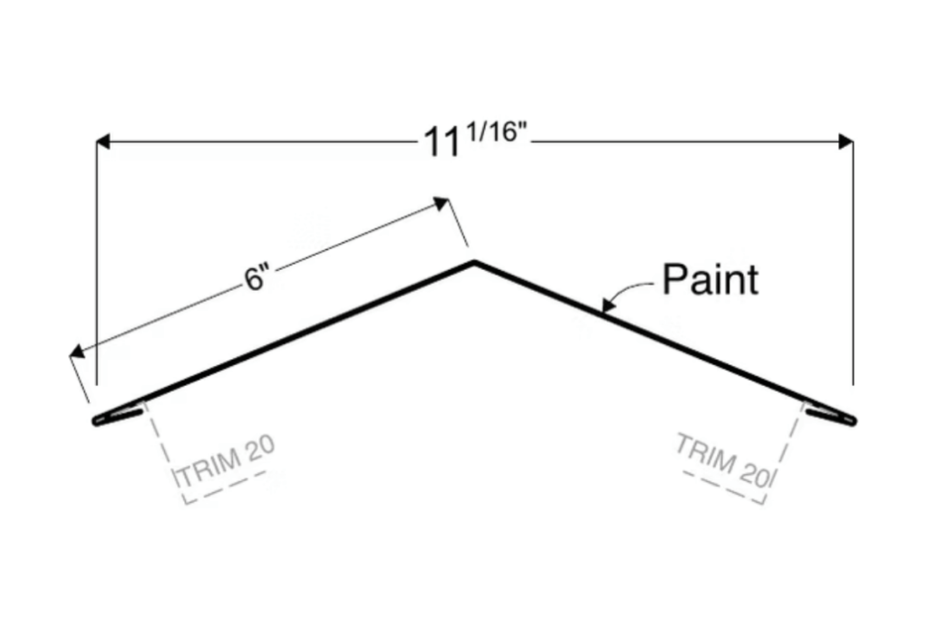 Arch'l Ridge Cap trim detail for 2" Mechanical Lock metal panels