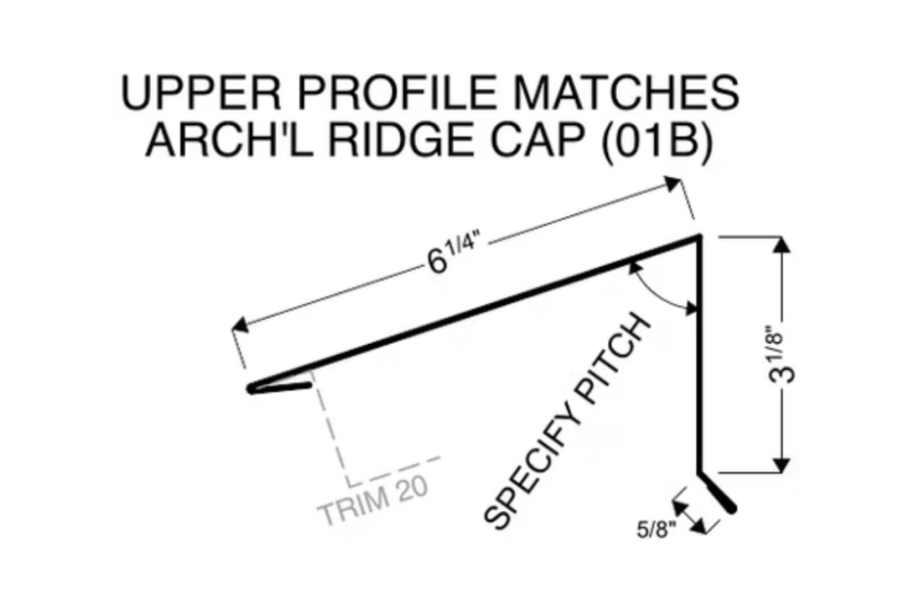 Arch'l Peak Flashing trim detail for 2" Mechanical Lock metal panels