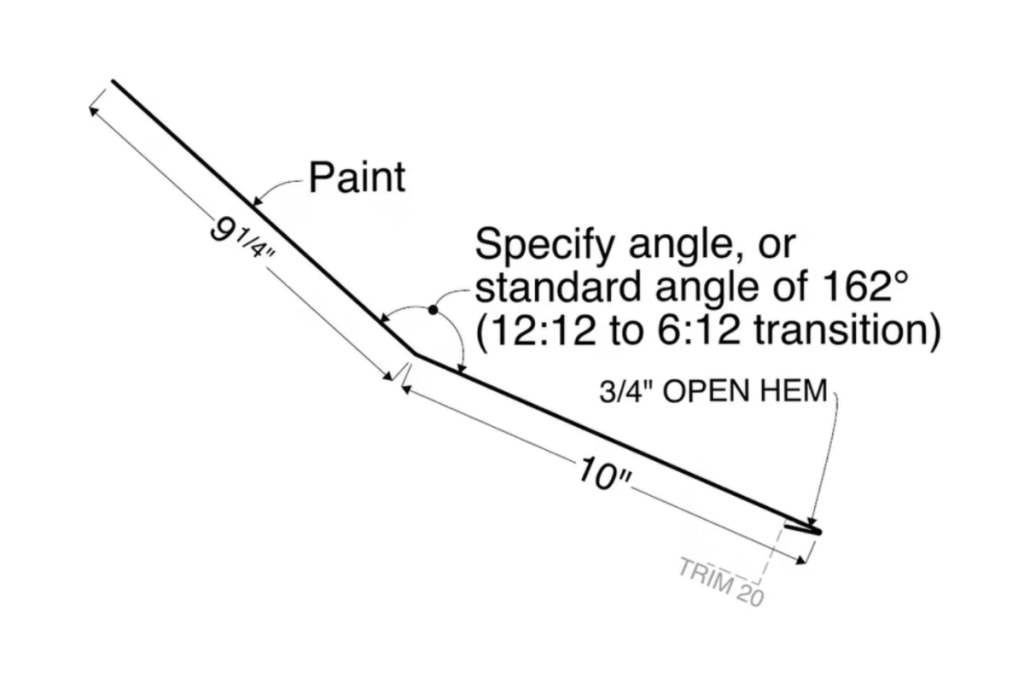 Pitch Break trim detail for 2" Mechanical Lock metal panels