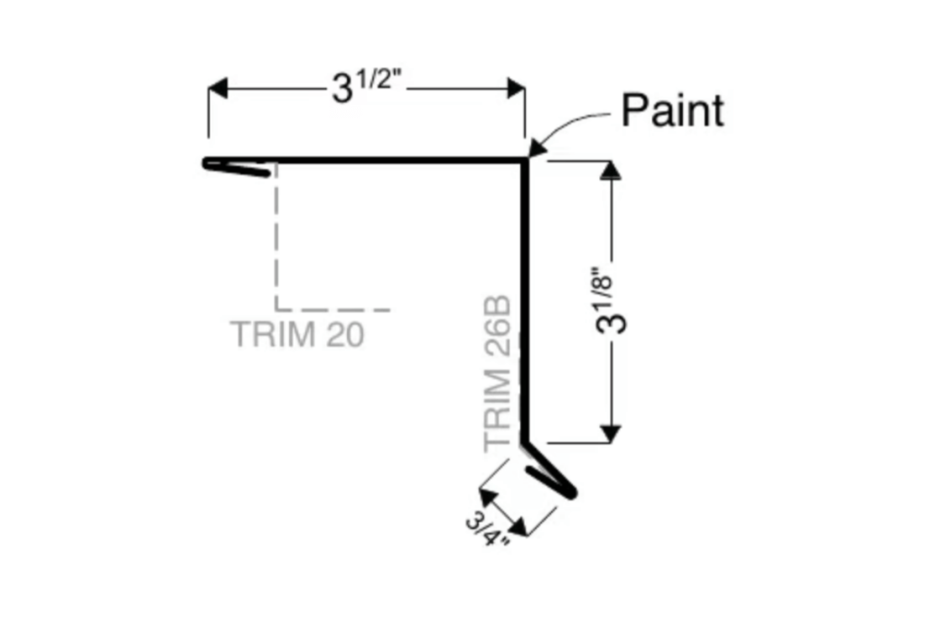 3 PC Arch'l Rake Gable trim detail for 2" Mechanical Lock metal panels