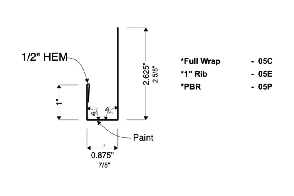 J Channel trim detail for Corrugated metal panels