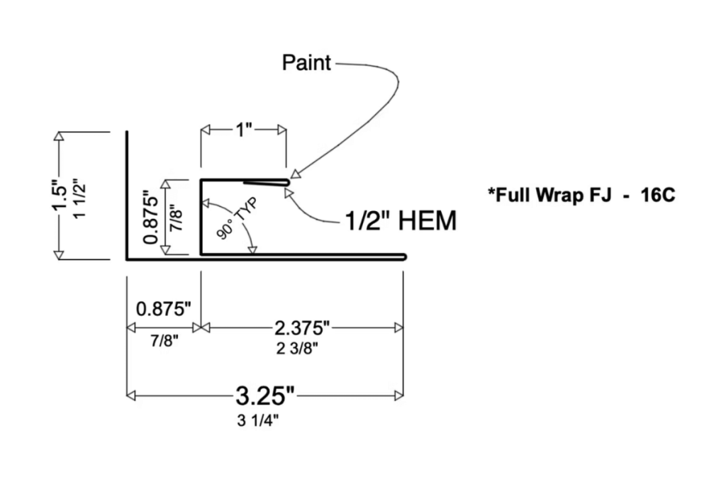 FJ trim detail for Corrugated metal panels