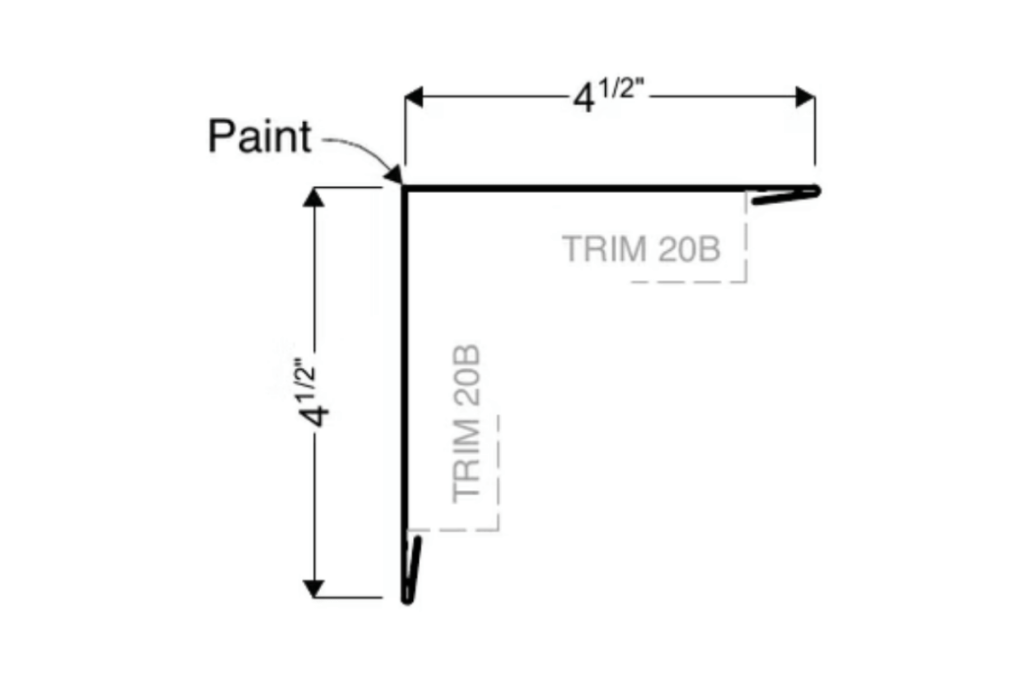 Arch'l Outside Corner trim detail for Corrugated metal panels