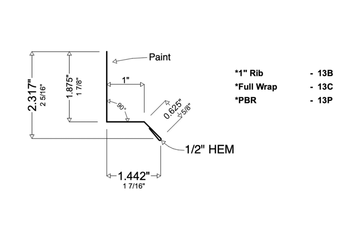 L Base trim detail for Corrugated metal panels