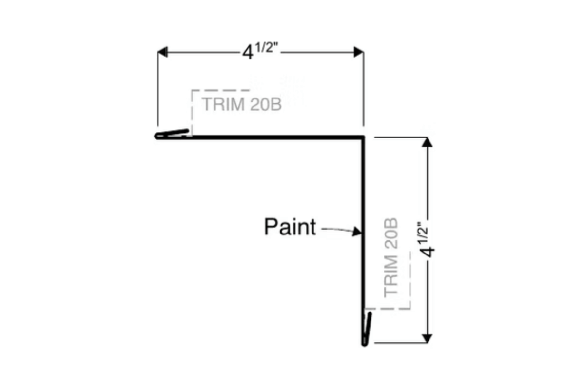 Arch'l Inside Corner trim detail for Corrugated metal panels