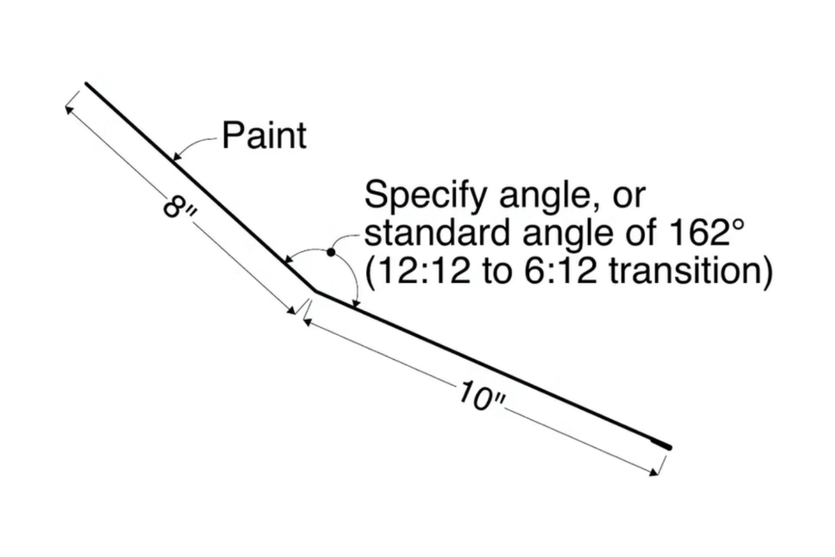 Jumbo Pitch Break (Transition) trim detail for Corrugated metal panels